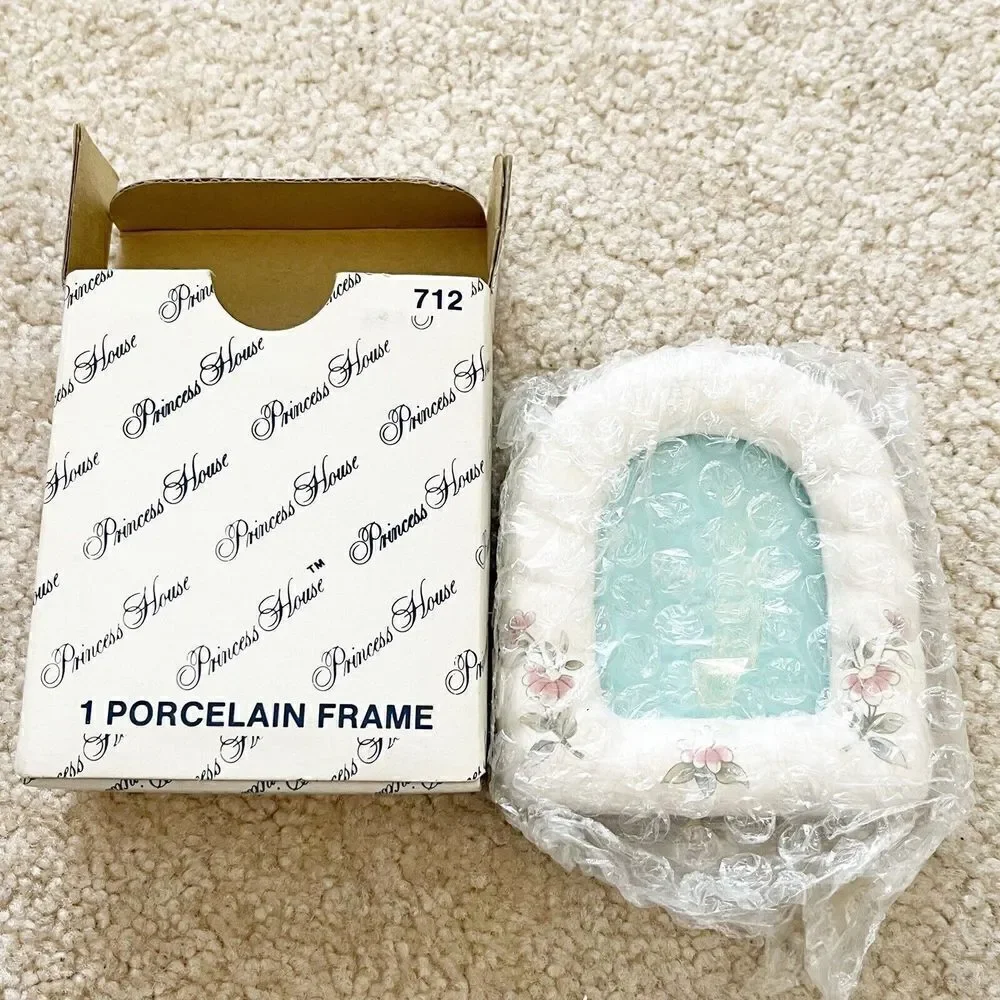 Victorian Roses Picture Frame Romantic Small Porcelain Crackle Princess Baby